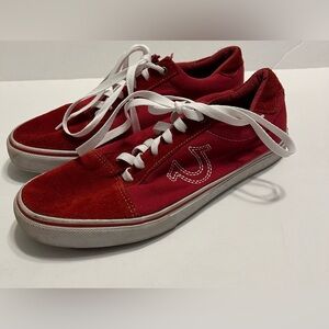 True Religion Men’s Size 11 Red Suede And Canvas Low Top Nuno Shoes